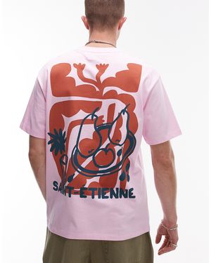 TOPMAN T-shirt oversize avec imprimé saint-etienne devant et au dos - Rose