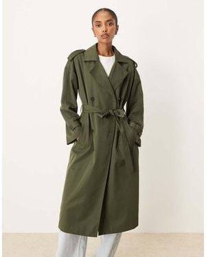 Vila Premium Double Breasted Trench Coat - Green