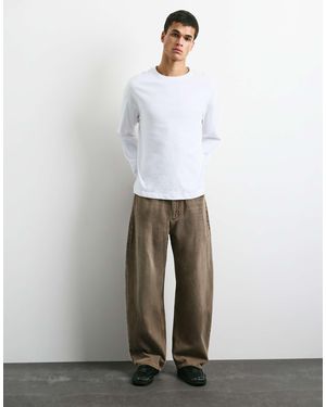 Pull&Bear Jean baggy coupe ballon - Blanc