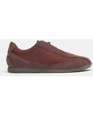 Pull&Bear Aangerimpelde Leren Sneakers - Bruin