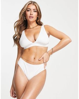 Ivory Rose Mix & Match Rib High Waist Bikini Bottom - White