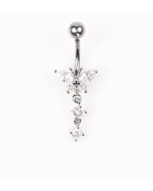 Lovisa Titanium Cubic Zirconia Butterfly Drop Belly Piercing - White