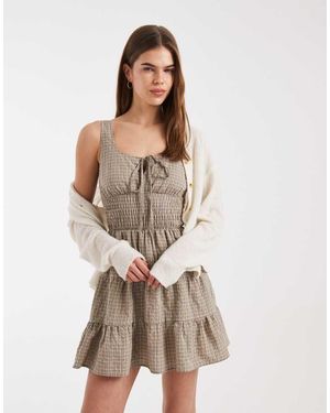 Daisy Street Tiered Mini Dress With Shirring - Natural