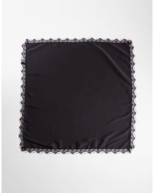 ASOS Medium Headscarf With Lace Trim - Black