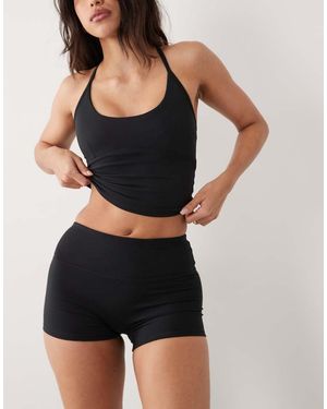 4505 Hourglass Icon High Waist 3 Inch Booty Shorts - Black