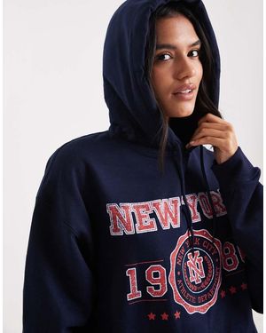 Miss Selfridge New York Varsity Hoodie - Blue