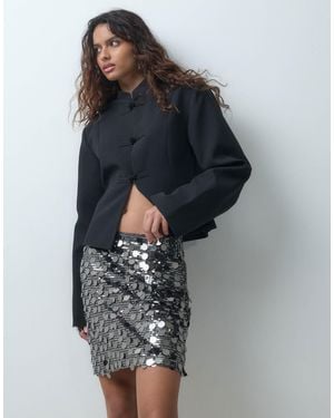 ONLY Mini-jupe à sequins en argent profond - Gris