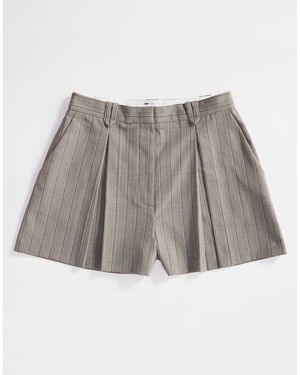 ASOS Pantaloncini Sartoriali A Righe Marroni Con Pieghe Frontali - Bianco