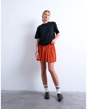 TOPSHOP Flippy Crinkle Mini Skirt - Orange