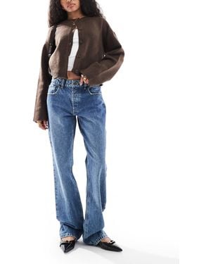 Stradivarius Petite Straight Leg Cotton Jeans - Blue
