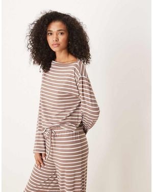 ASOS Asymmetric Slouchy Off Shoulder Stripe Co Ord Top - Pink
