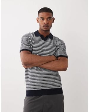 Threadbare Polo en maille texturée riche en coton - et écru - Gris