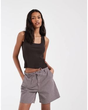Pieces Tie Waist Denim Shorts - Brown