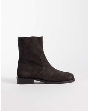 ASOS Alma Leren Enkellaarzen Met Platte Zool - Zwart