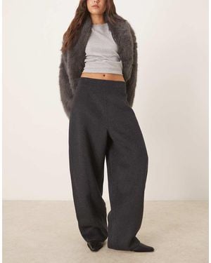 Mango Wool Mix Barrel Trouser - Grey