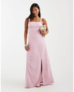 Vero Moda Broderie Cami Maxi Dress - Pink