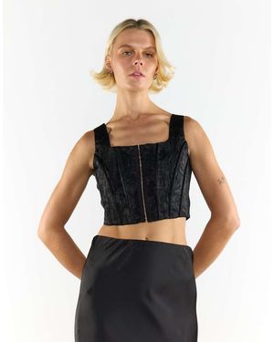 NARRATED Corset Style Crop Top - Black