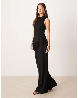 Mango Sleeveless Textured Jumpsuit - Black