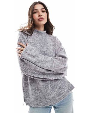 ONLY High Neck Fluffy Slouchy Sweatshirt - Grey