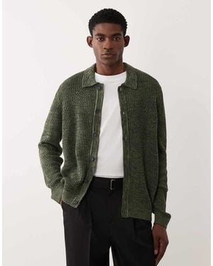 ASOS Relaxed Knitted Ribbed Button Through Cardigan - Green