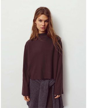 Pull&Bear T-shirt en maille douce - bordeaux - Violet