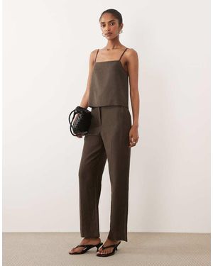 Mango Tempo Pleat Front Tailored Trouser Co-ord - Brown