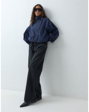 ASOS Asym Oversized Techy Funnel Neck Bomber Jacket - Blue