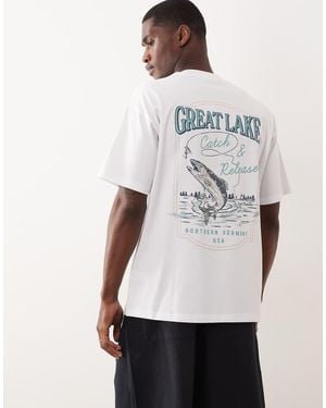 New Look Lake Logo Oversized T-shirt - White