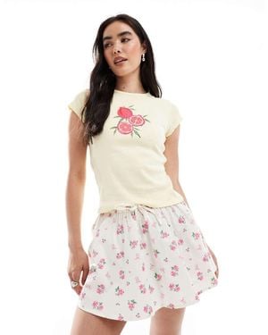 Wednesday's Girl Floral Mini Skirt - White