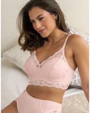 Pour Moi Love To Lounge Lace And Modal Rib Non Wired Bra - Natural