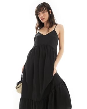 Pieces Frill Bottom Maxi Dress - Black