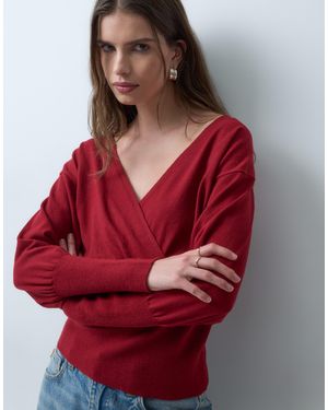 ASOS Gestrickter rippenpullover mit wickeloptik - Rot