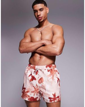 ASOS Pantaloncini Da Bagno Corti Con Stampa A Fiori - Rosa