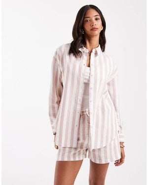 ASOS Oversized Linen Look Shirt Co-ord - White