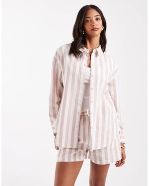 ASOS Oversized Linen Look Shirt Co-ord - White