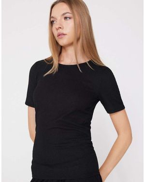 Tezenis Short Sleeve Crinkle Top With Gathering - Black