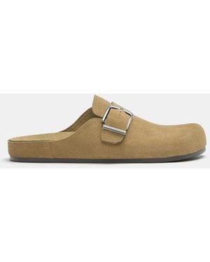 Pull&Bear Leather Buckle Clogs - Multicolour