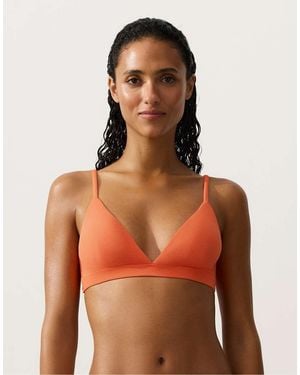 Oysho Piqué Triangle Bikini Top - Orange