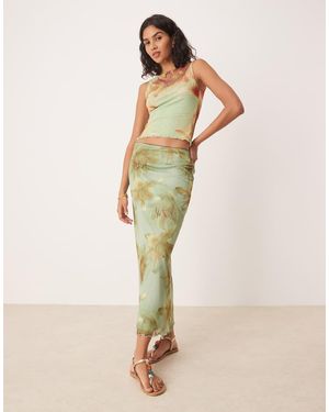 ASOS Mesh Midi Skirt - Natural