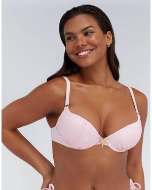 Boux Avenue Tahiti Push Up Bikini Top Summer Padded Cups Swimwear - Brown