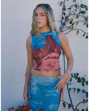 South Beach X Liv Silverman Desert Print Racer Vest - Blue