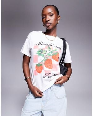 River Island Strawberry Gingham Print Baby Tee - White