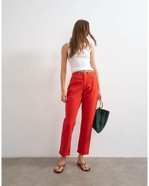TOPSHOP Mom Jeans Met Hoge Taille En Losse Pasvorm - Rood