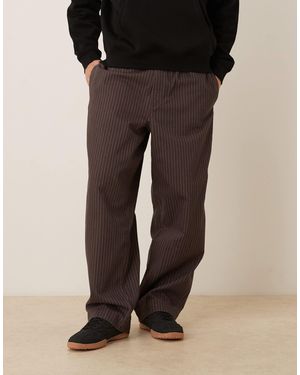 ASOS Pantalon parachute oversize à rayures - marron - Noir