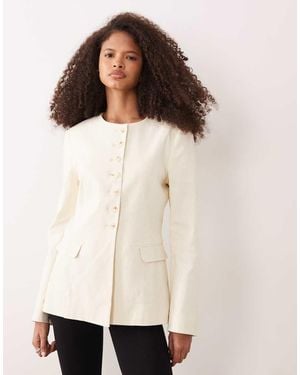 ARKET Blazer Zonder Kraag Met Linnenlook - Naturel