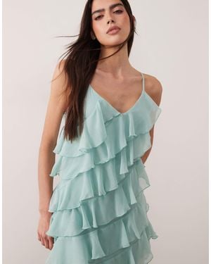 Vila Ruffle Cami Mini Dress - Blue