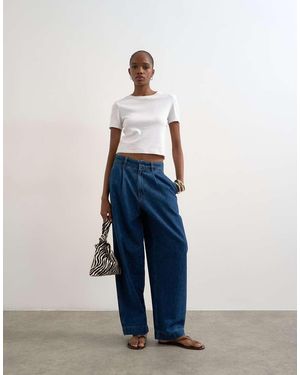 TOPSHOP Vaqueros De Sastre Azul Añil De Pernera Ancha Con Pinzas De
