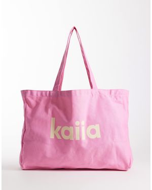 Kaiia Studio Printed Logo Canvas Tote Bag - Pink