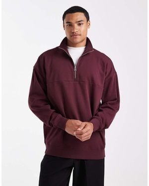 Threadbare Sudadera Holgada Con Cremallera Corta De Felpa De -Rojo
