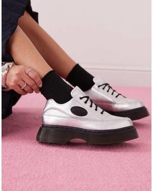 Dr. Martens Buzz 5-Eye Metallic Leather Shoes - White
